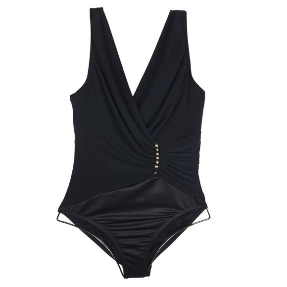 MagicSuit Black Gold Accents Underwire One Piece Poolside Swimsuit Women's 10 - Picture 1 of 5